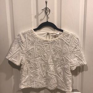 Never Been Worn: White Sequins Top - M